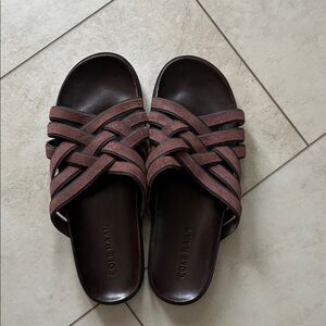 Men’s Size 13 Cole Haan Dark Brown Woven Slide Sandals